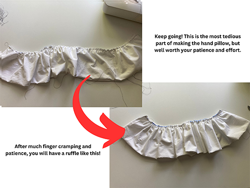 If the thread on your ruffle breaks, take out the thread using a seam ripper and sew again with the long stitch and try again