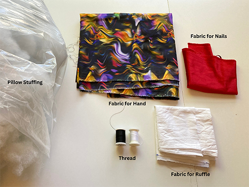 Materials to sew a hand pillow